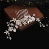 Grampos de cabelo Design de moda Jóias de cristal Flores Feito à mão Tiara Pentes Noiva Casamento Feminino Acessórios Jóias