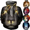 Moletom Masculino Animal Moletom Masculino Engraçado 3D Tigre Leão Moda Moletom Com Capuz Feminino