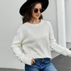 Kadın Sweaters 2023 Kadın Mektubu Jakard Sıradan Sweater Gevşek Külot Bayanlar Siyah Beyaz Uzun Kollu Kadın Kış Bezi