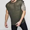 Canottiere da uomo Hollowout Green Knit Shirt Maglia Vest Uomo Trasparente Sexy senza maniche Top Tees See Through Abbigliamento Streetwear 230721