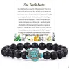 Perlé D'été Plage Tortue De Mer Carte Turquoise Perles Bracelet Pour Les Femmes Rose Quartz Rose Pierre Élastique Amitié Bijoux Cadeaux Drop Dhl9X