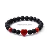 Con cuentas de 8 mm de piedra de lava negra Colorf Pulsera en forma de corazón Ojo de tigre Brazalete de cuarzo rosa para mujeres Joyería de yoga Pulseras de entrega de gota Dhoj3