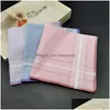 Handkerchief Man Towels 100% Cotton Vintage Plaid Stripe Men Business Casual Pocket Squares Napkins Towel Drop Delivery Home Garden T Dhqm7