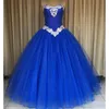 Deslumbrantes vestidos de noite azul royal rosa quinceanera barato vestido de baile doce 16 vestidos para meninas organza espartilho costas frisado Cry279n