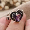 Anneaux de mariage romantique amour coeur violet cristal rétro thaïlandais argent femme cadeaux ne se fanent jamais bijoux pour femmes