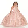 2020 Bling Rose Gold Mini Quinceanera Pageant Dresses For Little Girls Glitter Tulle Jewel Rhinestones Beaded Party Dress Toddler 238p