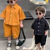 Clothing Sets Fashion Clothes Boys Short Sleeved Top Pants 2PS Solid Color Work Style Set Infant Toddler Summer Children 18M-10Y
