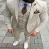 Neue Beige Männer Anzüge Slim Fit Hochzeit Bräutigam Smoking 3 Stück Jacke Hose Weste Bräutigam Anzüge Mann Blazer213v