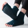 Half Toe Yoga Socks Non-Slip Peep Toes Anti-Slip Dance Ballet Ankel Sox med grepp Hållbar öppen fem fingrar Bomullsgym Fitness Pilates Sock