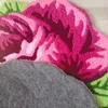 Teppich Hochwertiger handgewebter gelb-rosa-lila Rosen-Kunstteppich 3D-Matte für Schlafzimmer-Nachttisch-Wohnzimmerteppiche 230721