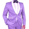 Estilo Clássico Um Botão Roxo Claro Noivo Smoking Xale Lapela Homens Ternos Casamento Jantar De Formatura Homem Blazer Jaqueta Calça Gravata W266y