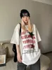 TShirt Femme QWEEK Streetwear Hip Hop Rouge Femmes Surdimensionné Vintage Lettre Imprimer Blanc Tees American Retro Boyfriend Style Summer Top 230721