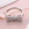 Fashion Simple Women's Bowtie Shape CZ White Gold Filled Lover Fidanzamento Wedding Promise Ring Sz6-10239b