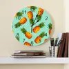 Wall Clocks Tropical Fruit Pineapple Green Decorative Round Clock Arabic Numerals Design Non Ticking Bedrooms Bathroom Large