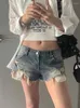 Женские джинсы geekeep Summer разорванные невысокие пэчворки уличная одежда Y2K до нижней корейская шикарная женская одежда сексуальные шорты для девочек