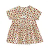 Robes de fille xinyu 2023 Enfants vêtements bébé filles robe fleur imprimement infantile décontracté coton né vêtements 6m-4t enfants