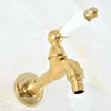 Bathroom Sink Faucets Gold Color Brass Single Hole Wall Mount Washing Machine Faucet Outrood Garden Cold Water Taps 2av150