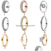 Три каменных кольца 925 Стерлинговые Sier Pandoras Ring Rill Rill Rose Golden подходит для женских ювелирных аксессуаров.