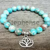 MG0707 Natural Blue Regalite Stone Bracelet Lotus Flower Charm Yoga Bracelet Fashion New Design Women's Energy Bracelet Shipp291S