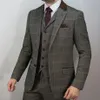 Brązowe męskie smoking ślubny nacięte lapy dwa spodnie guzowe garnitury kombinezony na zamówienie przystojne 3 sztuki mężczyźni Blazer316Q