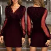 Casual Dresses Sequin Sexig klänning för kvinnor 2023 Autumn Vintage Elegant Party Mini Ladies Fashion Black Sukienki Vestidos