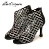 Botas Damingwu Latin Dance Shoes para niñas Mujeres Dama Rhinestone Ballroom Professional Salsa Tango Party Dancing Zapatos Tacón alto