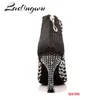 Botas Damingwu Latin Dance Shoes para niñas Mujeres Dama Rhinestone Ballroom Professional Salsa Tango Party Dancing Zapatos Tacón alto