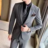 Men's Suits (Blazer Pants Vest) Luxury 3 Piece Wedding Suit Fashion Slim Fit Jacket Business Office Sets Large Size 7XL