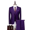 Męskie garnitury kamizelki kamizelki) High-end ciemne kratę Slim Suit Groom Suknia ślubna Tuxedo Banquet Clubmen