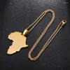 Hanger Kettingen 20 "Lange Ketting Goud/Verzilverd Afrikaanse Kaart Ketting Roestvrij Staal Hip Hop Sieraden Mannen Vrouwen Gift Mode Accessoires