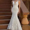 Mermaid V-neck Lace Plus Size Trumpet Backless Wedding Dress African Bridal wear custom made Formal Bride Party Gowns332S