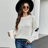 Kadın Sweaters 2023 Kadın Mektubu Jakard Sıradan Sweater Gevşek Külot Bayanlar Siyah Beyaz Uzun Kollu Kadın Kış Bezi