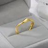 Wedding Rings High Polish Gold Plated Wavy Curved Ring Adjustable Open Simple Thin Statement Jewelry For Women And Men