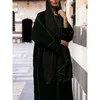 Etniska kläder Abayas för kvinnor dubbellager Öppna Cardigan Kaftan Stitching Dubai Luxury Femme Caftan Marocain Islamic Clothing Muslim Dress 230721