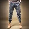 Heren Jeans Streetwear Mode Heren Losse Fit Multi Zakken Casual Cargo Broek Hombre Legergroen Broek Hip Hop Joggers Overalls