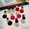 Boucles d'oreilles pendantes TikTok Tendance de la mode Géométrique Rond Peint à la main Simple