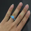 Pierścienie klastrowe biżuteria mody Blue Fire Opal Stone dla kobiet Rozmiar 5 5 6 5 7 5 8 5 lub 847254C