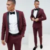 Wine Red Mens Suits Wedding Groom Slim Fit Suits Formal Prom Groomsman Tuxedos Suits Custom Made Boys Jacket286m