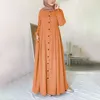 Ubranie etniczne Kobiety muzułmańskie Dubaj Abaya Turcja Hidżab sukienka Turcja Autumn Long Rleeve Buttons Down Sundress Islam Ubranie Abayas Maxi Vestidos 230721