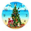 Wall Clocks Christmas Beach Tree Old Man Gift Snowman Round Desktop Digital Clock Non-ticking Creative Childrens Room Watch