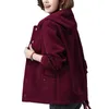 Trench femme printemps automne 2023 veste en velours côtelé femmes coréen lâche manteau décontracté simple boutonnage à capuche Parka pardessus 4XL