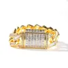 Nuovi braccialetti da uomo alla moda placcato in oro bianco giallo Ice Out Full CZ 20mm 7/8 pollici Bling T CZ Stone Bracciale a catena con maglie cubane per uomo248h