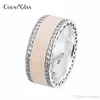 Compatível com Pandora Rings New Sterling-Silver-Jewelry Hearts Rings for Women 925 Silver Soft Pink Esmalt Clear CZ Ring290K