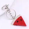 مفاتيح محاكاة الفاكهة الفاكهة سلسلة المفاتيح PVC Mini Carrot Pathelon Pizza Pendant Back Bag Prote Protech سلسلة مفاتيح المجوهرات Bijoux هدية