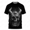 Męskie koszule T Summer -Shirt Skull 3D Gothic Gothic Style Trend Lose Street