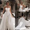 Sweetheart Lace Lange Jumpsuit Trouwjurken Tulle Applique Ruches Sweep Train Bridal Bruidsjurken Met Afneembare Rok298q