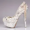 Nuovo 2021 scarpe da sposa di lusso glitter paillettes fiocco di perle festa formale scintillante singolo diamante scarpe tacco alto da sposa EM01432260H