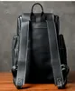 Skolväskor Retro British Black Leather Men ryggsäck 17 tum Laptop Bag Trendy vardaglig stil Largecapacity Travel Backpacks School Bags 230721