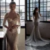 2021 Julie Vino sjöjungfru bröllopsklänningar brudklänningar med wrap spets applicerade kristall underbara kläder de mariee251k