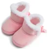 First Walkers 2023 Winter Warm Boots Born Boys Girls Shoes Sole Anti-slip Bow Tie Solid Color Infant 0-18M Crib